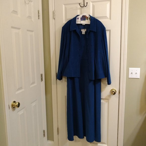karin stevens Dresses & Skirts - Plus Size 22W Royal Blue Midi Dress & Button down Jacket